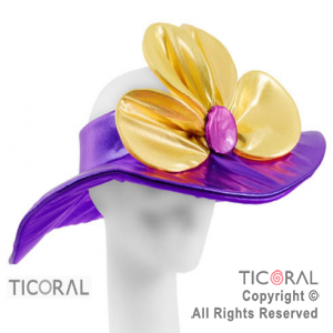 SOMBRERO CAPELINA CON FLOR METAL VIOLETA x 1